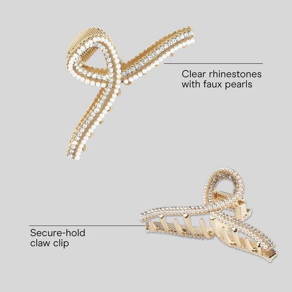Conair Accessories Faux Pearl & Rhinestone Claw Clip #3