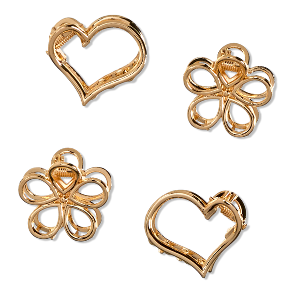 Conair Accessories Metal Flower and Heart Claw Clips #2