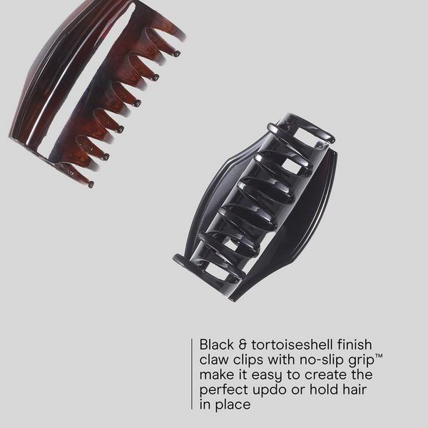 Conair Accessories No-Slip Grip Black & Tortoise Claw Clips #3