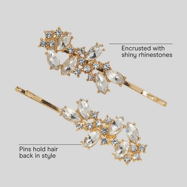 Conair Accessories Rhinestone Bobby Pins with Glam Gold Tone #3