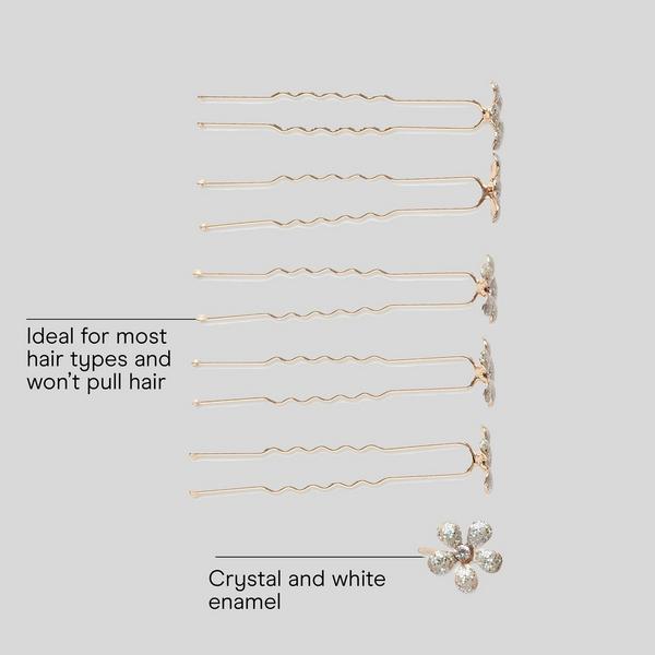 Conair Accessories Flower-Topped Gold-Tone Hair Pin Set #3