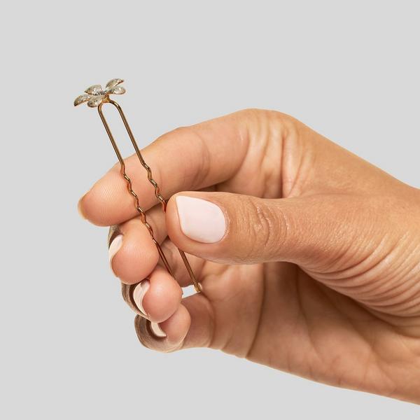 Conair Accessories Flower-Topped Gold-Tone Hair Pin Set #5