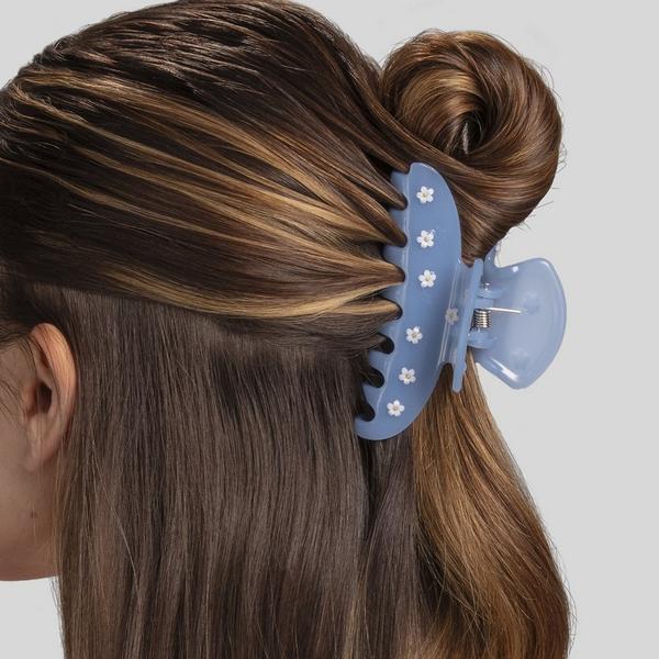 Conair Accessories Blue Claw Clip with Flowers #5