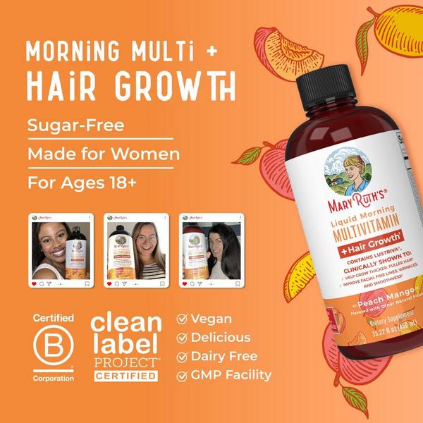 MaryRuth's Liquid Morning Multivitamin + Hair Growth Peach Mango #2