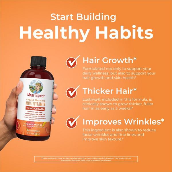 MaryRuth's Liquid Morning Multivitamin + Hair Growth Peach Mango #5