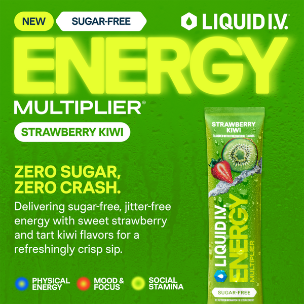 LIQUID I.V. Energy Hydration Multiplier Electrolyte Drink Mix Sugar-Free Strawberry Kiwi #2