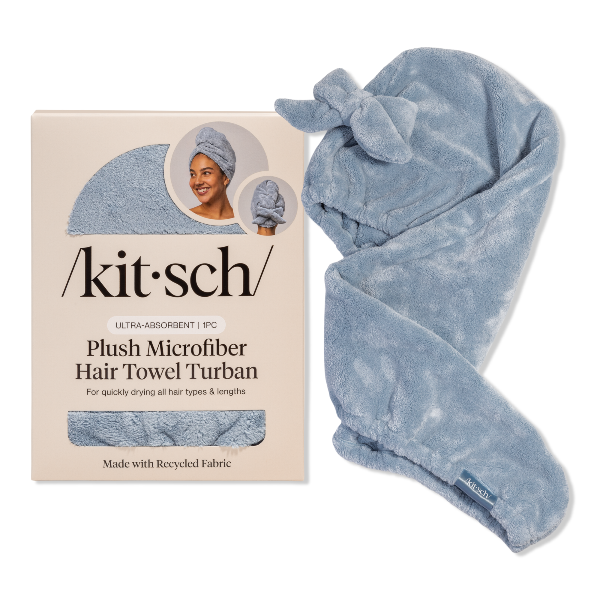 Kitsch Plush Microfiber Hair Towel Turban with Bow #1