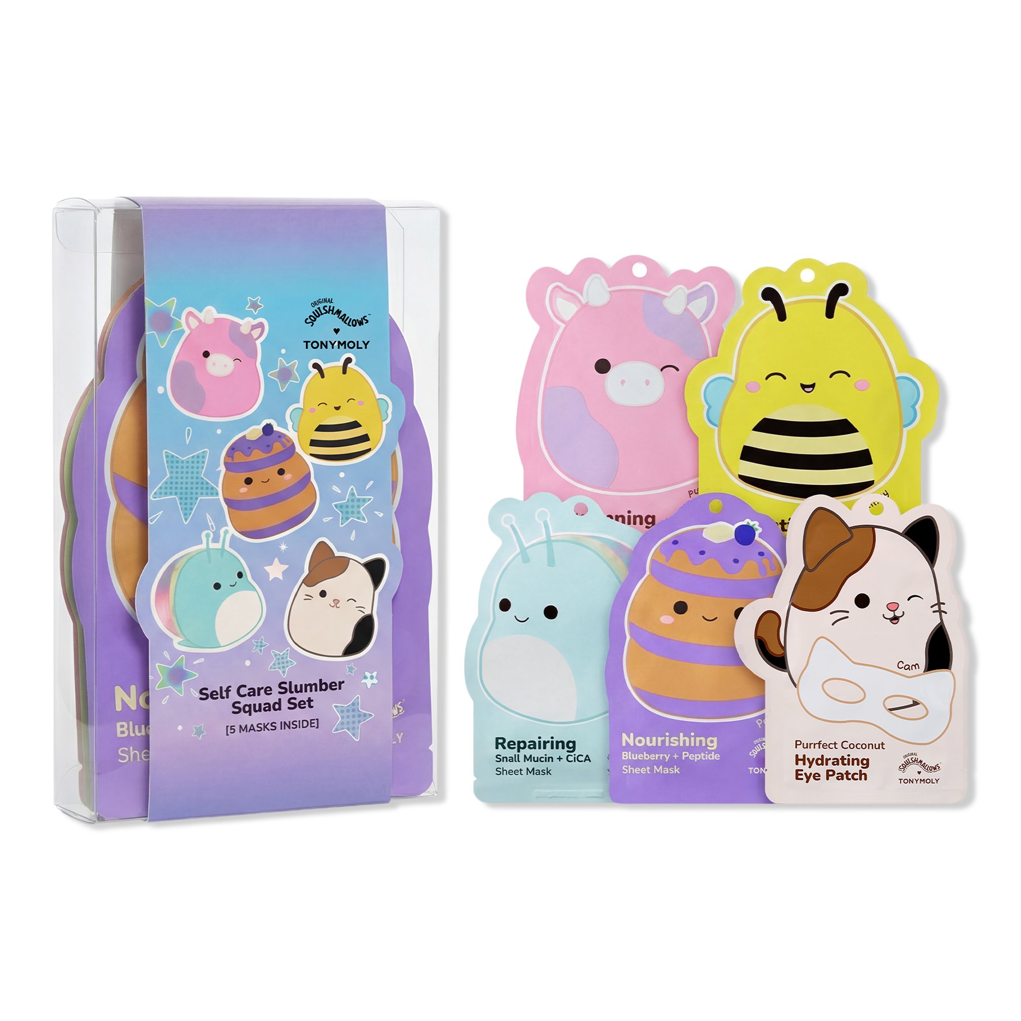 TONYMOLY Squishmallows Slumber Squad Self Care Sheet Mask Set #1