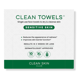 Clean Skin Club Clean Towels Sensitive Skin Disposable Face Towels - 10 ct