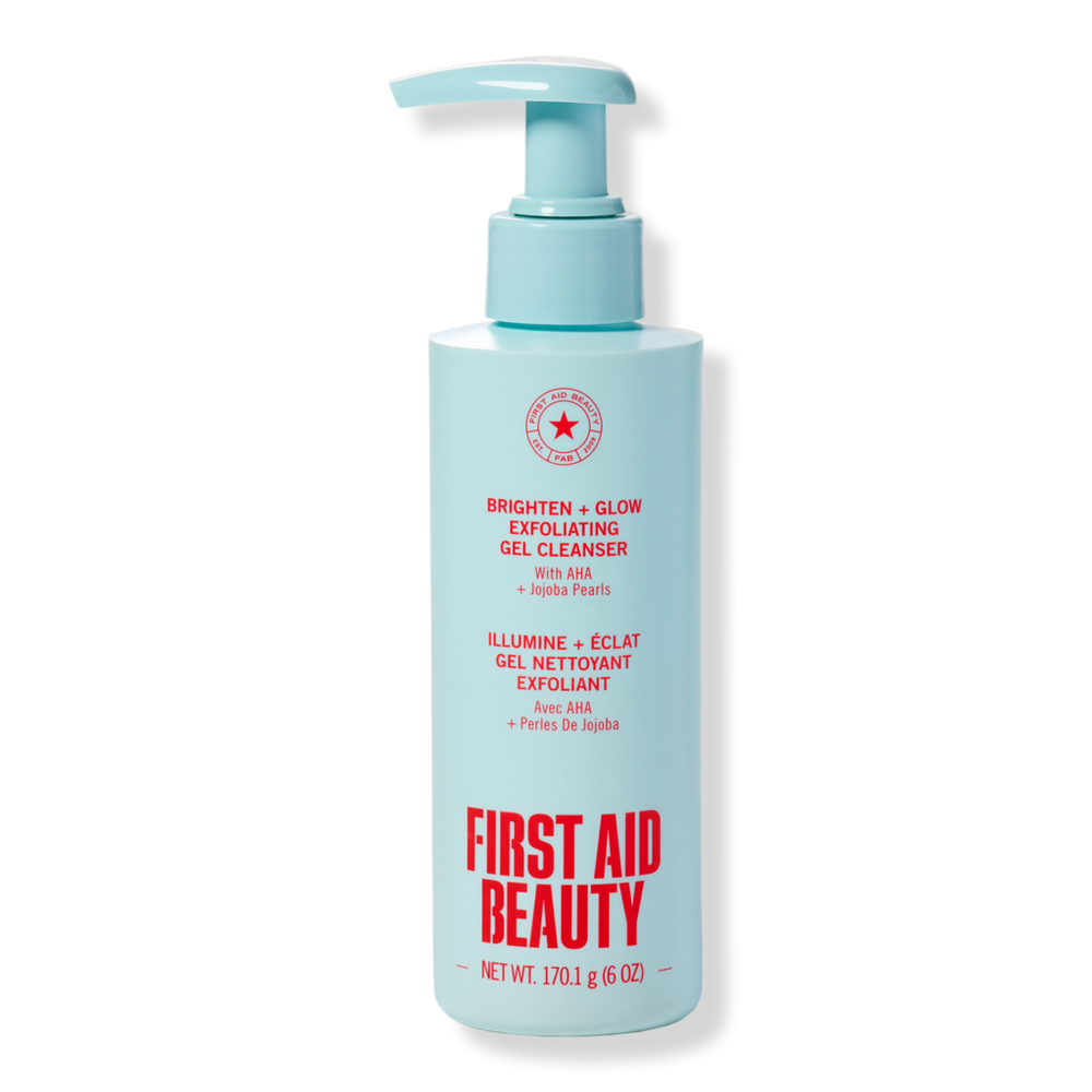 First Aid Beauty Brighten + Glow Exfoliating Gel Cleanser with AHA and Jojoba Pearls - 6.0 oz