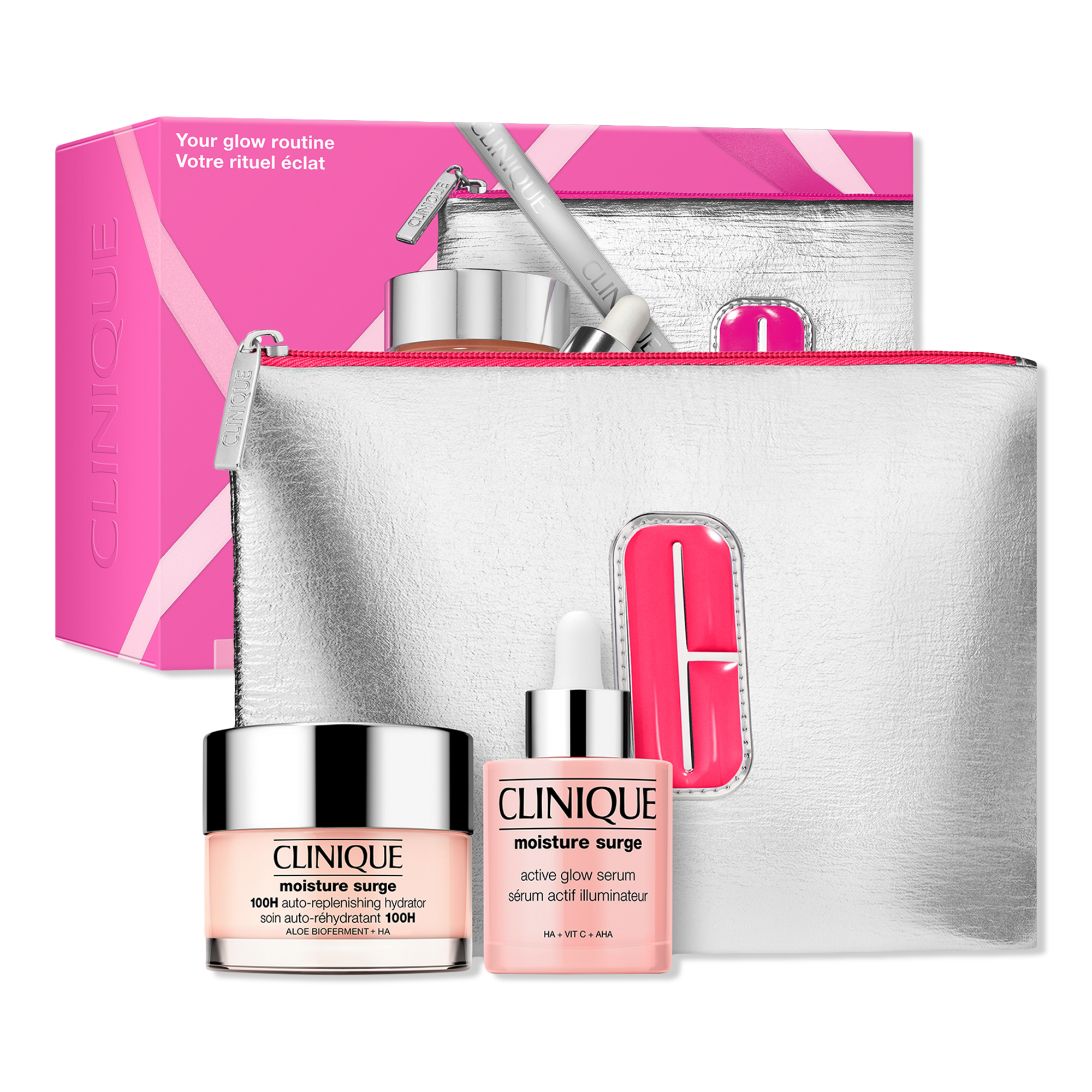 Clinique 3 Piece Your Glow Routine: Moisture Surge Moisturizer and Serum Holiday Set #1