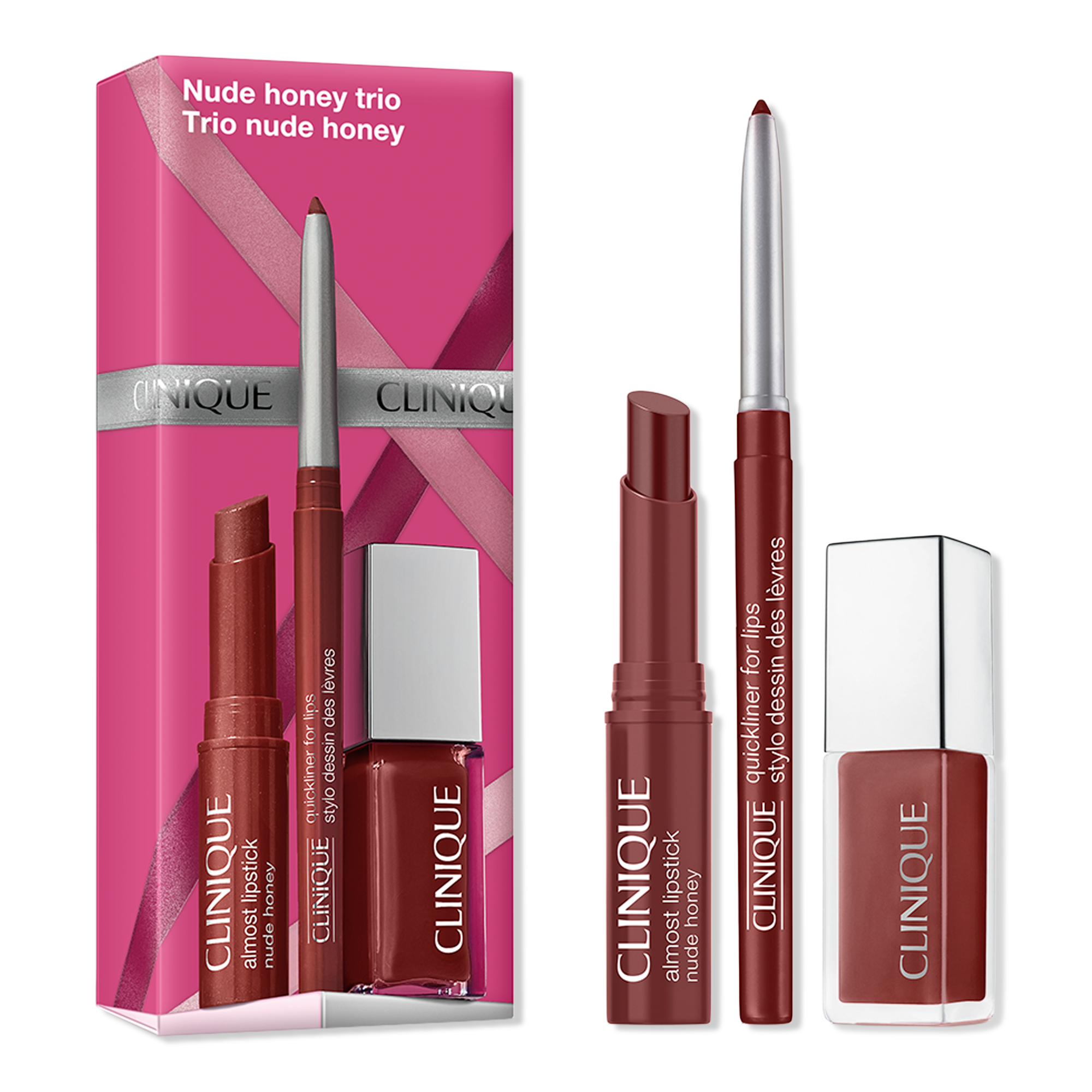 Clinique 3 Piece Nude Honey Lip Kit: Holiday Gift Set #1