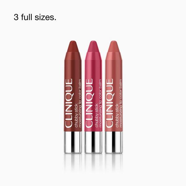 Clinique 3 Piece Chubby Stick Moisturizng Lip Trio Holiday Gift Set #3