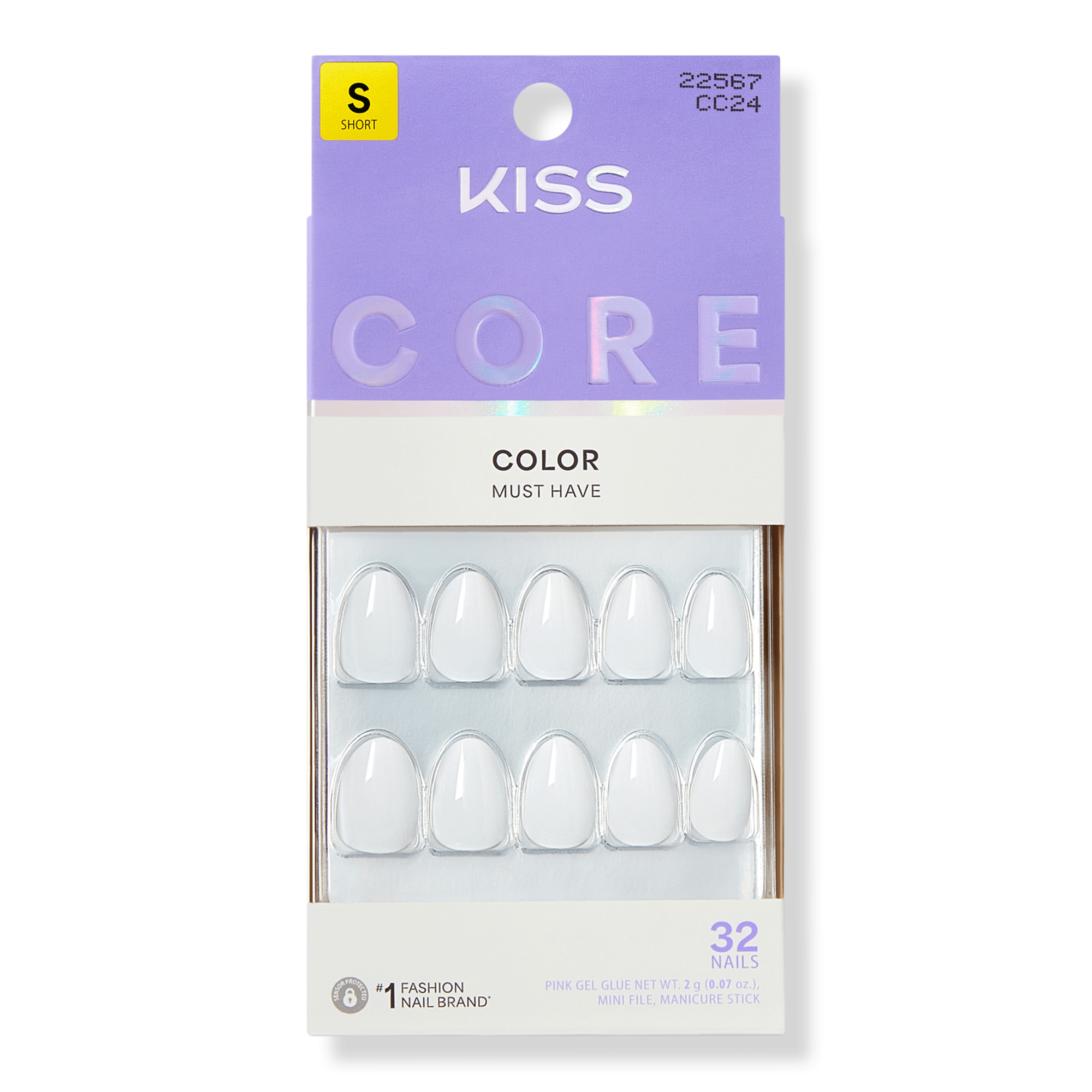 Kiss CORE Color Short Almond Press On Nails #1