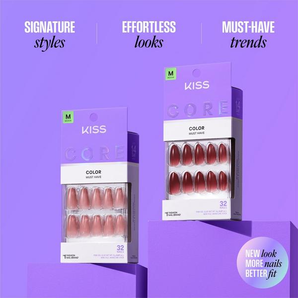 Kiss CORE Color Short Almond Press On Nails #8