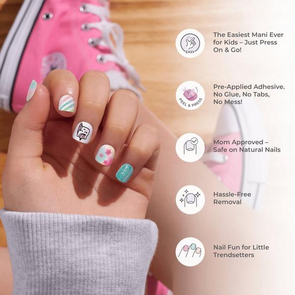 Kiss Impress Mini Squoval Press On Nails for Kids, Berry Cute #6