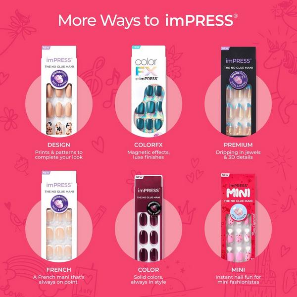 Kiss Impress Mini Squoval Press On Nails for Kids, Berry Cute #7