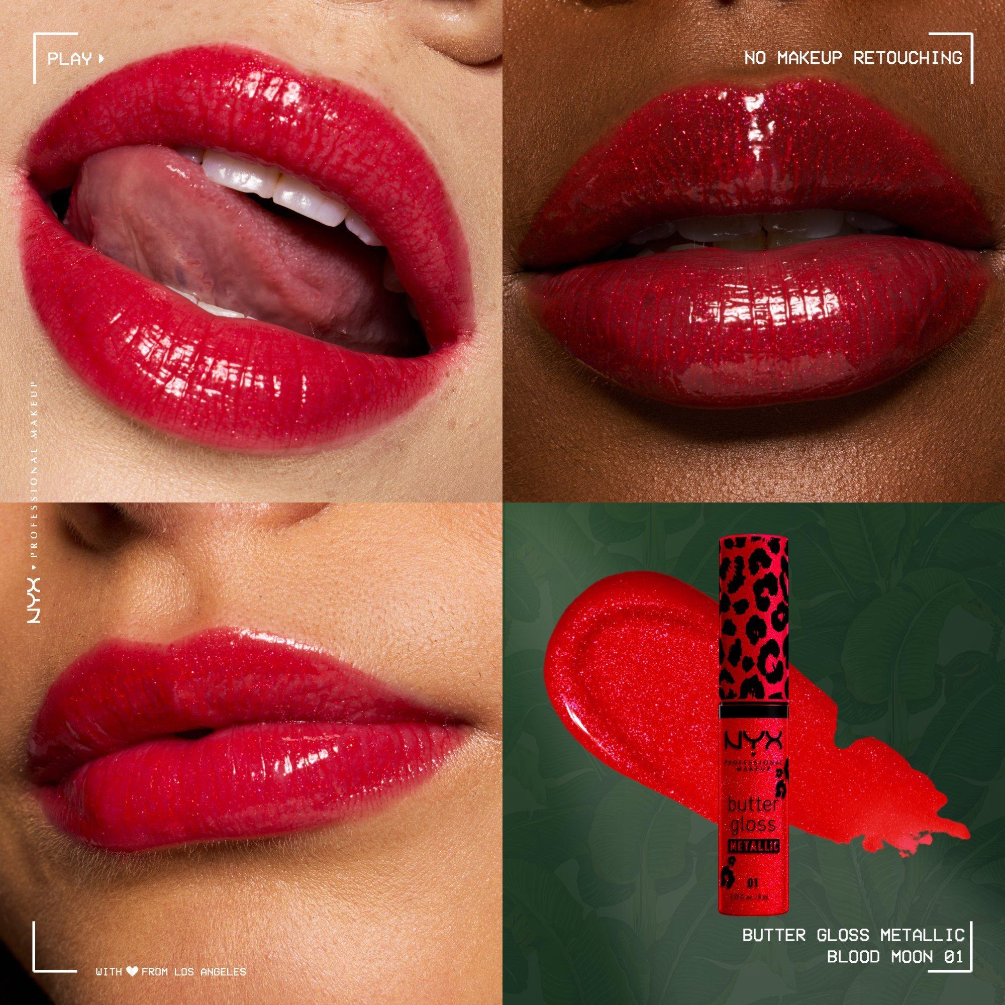 Металлизированный масляный блеск для губ NYX Professional Makeup Party Animals, цвет: Blood Moon — фото 3