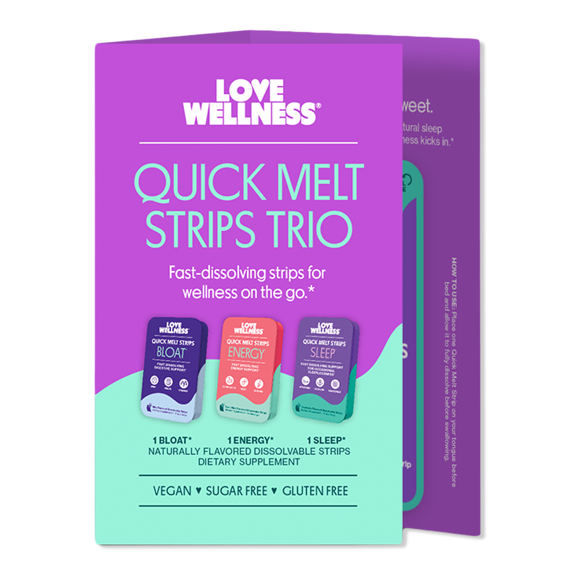 Love Wellness Free Quick Melt Strip Trio with $20 Love Wellness purchase #1