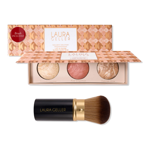 LAURA GELLER Geller’s Greatest Lift-n-Glow Face Palette & Retractable Airbrush Kabuki Brush #1