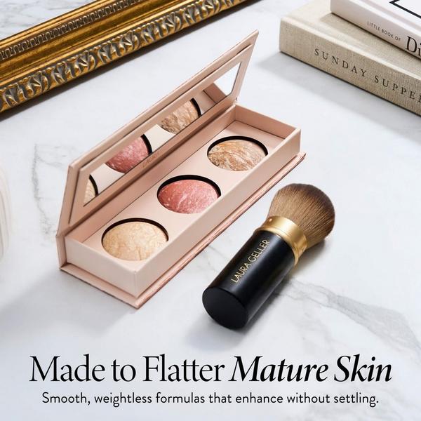 LAURA GELLER Geller’s Greatest Lift-n-Glow Face Palette & Retractable Airbrush Kabuki Brush #6