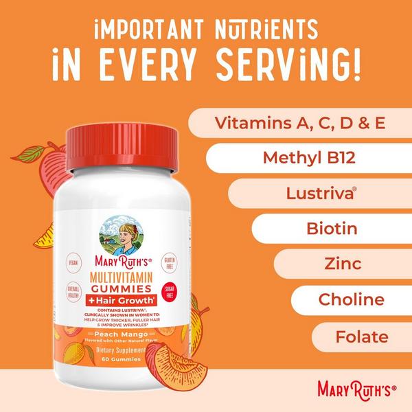 MaryRuth's Multivitamin Gummies + Hair Growth Peach Mango #2