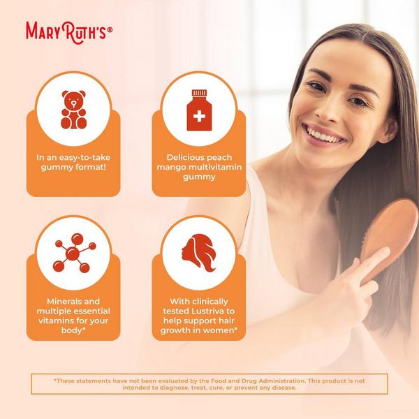 MaryRuth's Multivitamin Gummies + Hair Growth Peach Mango #3