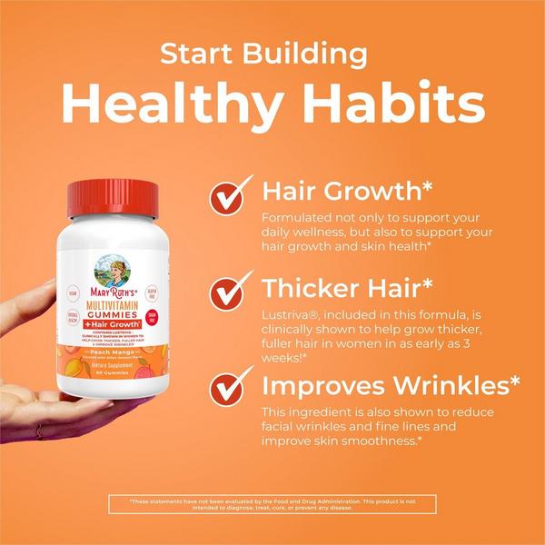 MaryRuth's Multivitamin Gummies + Hair Growth Peach Mango #4