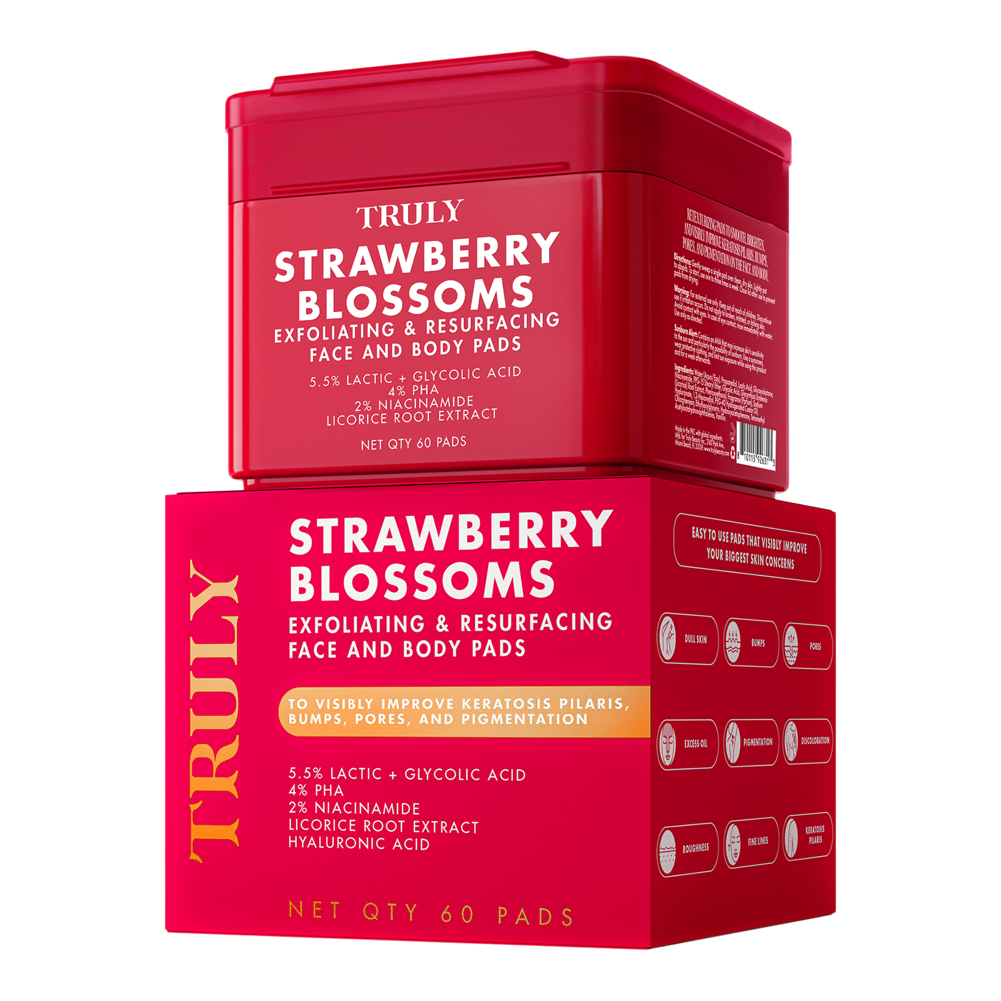 Отшелушивающие пады для лица и тела Truly Strawberry Blossom — фото 2