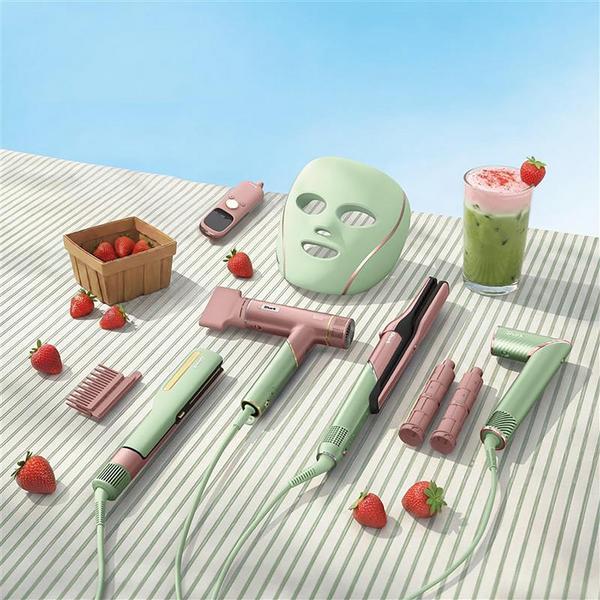 Shark Beauty CryoGlow Red Blue & Infrared iQLED Face Mask & Under Eye Cooling in Strawberry Matcha #2