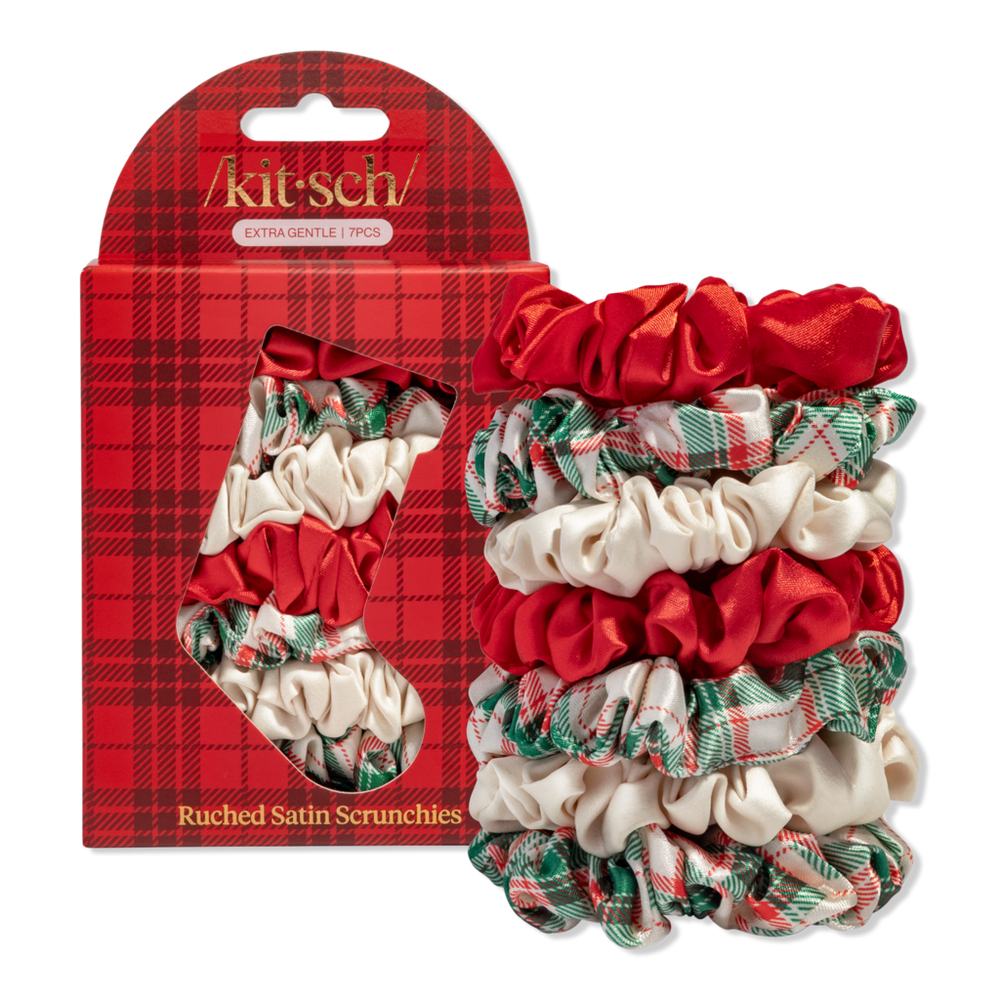 Kitsch, Holiday Ruched Satin Scrunchies, Extra Gentle, 7 Scrunchies