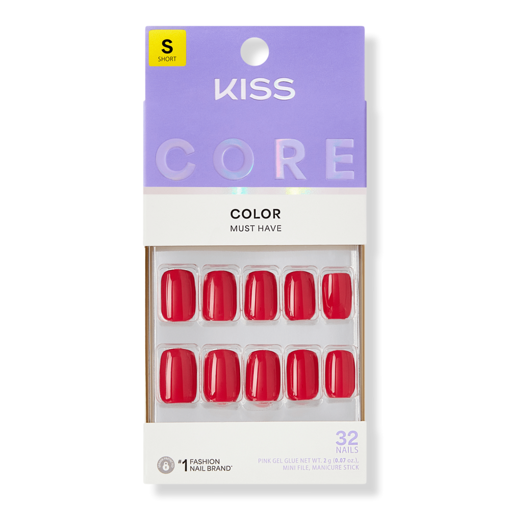 Kiss Core Color Short Squoval Press On Nails - Center Of Attention