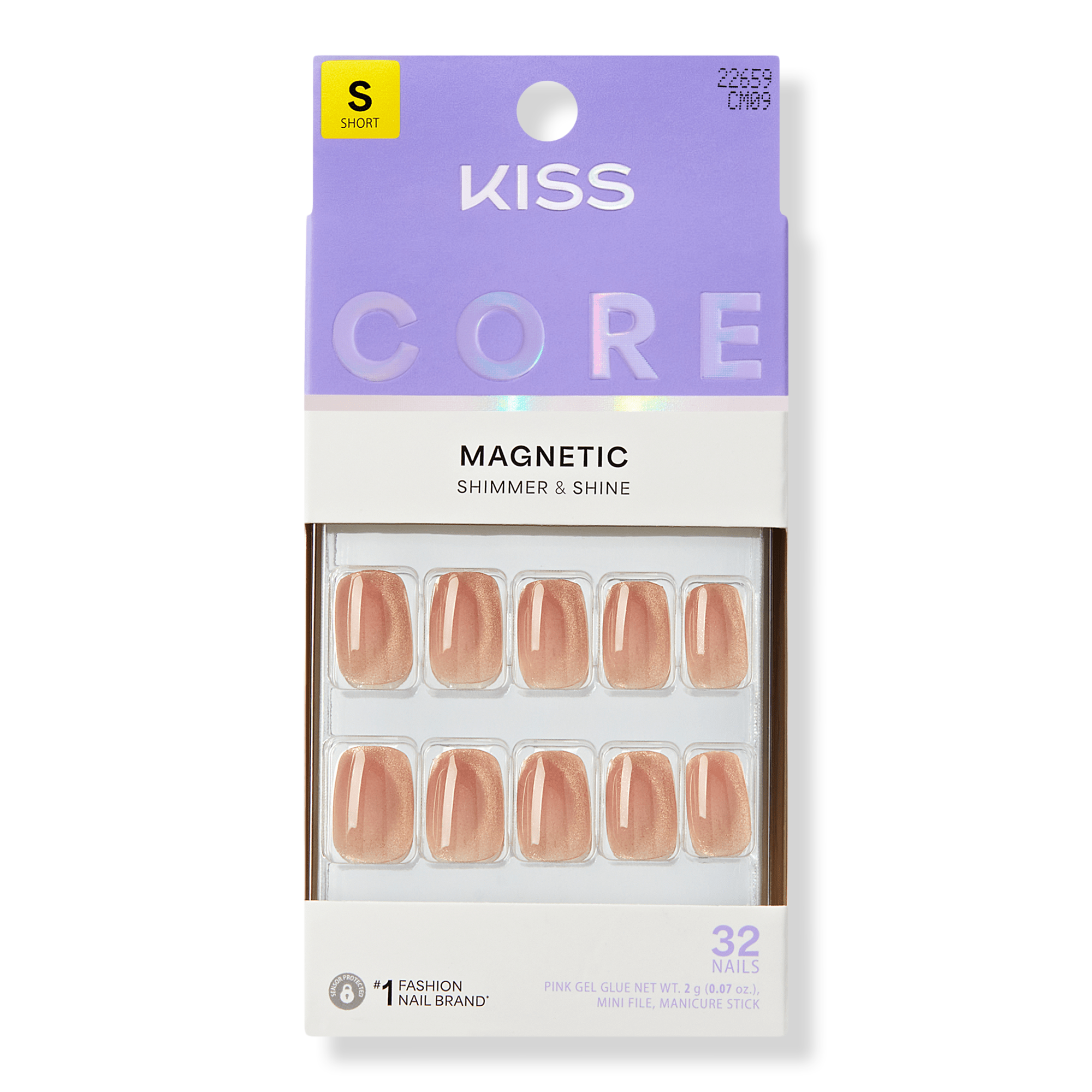 Kiss Core Magnetic Short Squoval Press On Nails, Bedazzling #1