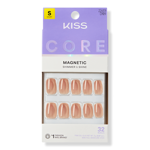 Kiss Core Magnetic Short Squoval Press On Nails, Bedazzling #1