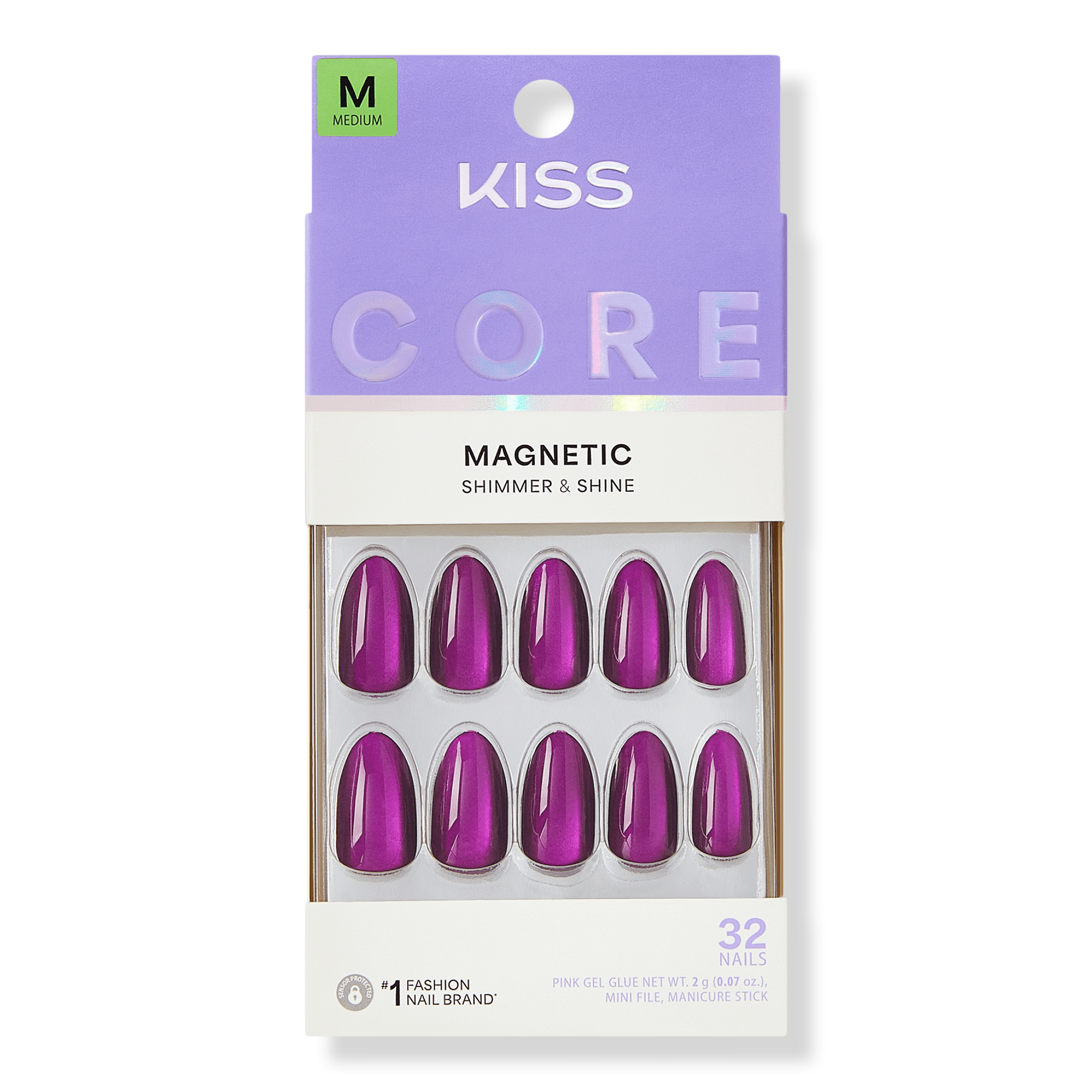 Kiss Core Magnetic Medium Almond Press On Nails #1