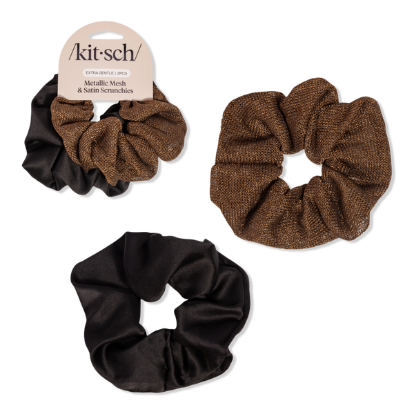 Kitsch Metallic Mesh and Recycled Fabric Satin Scrunchies Set #1