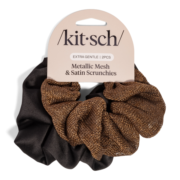 Kitsch Metallic Mesh and Recycled Fabric Satin Scrunchies Set #2
