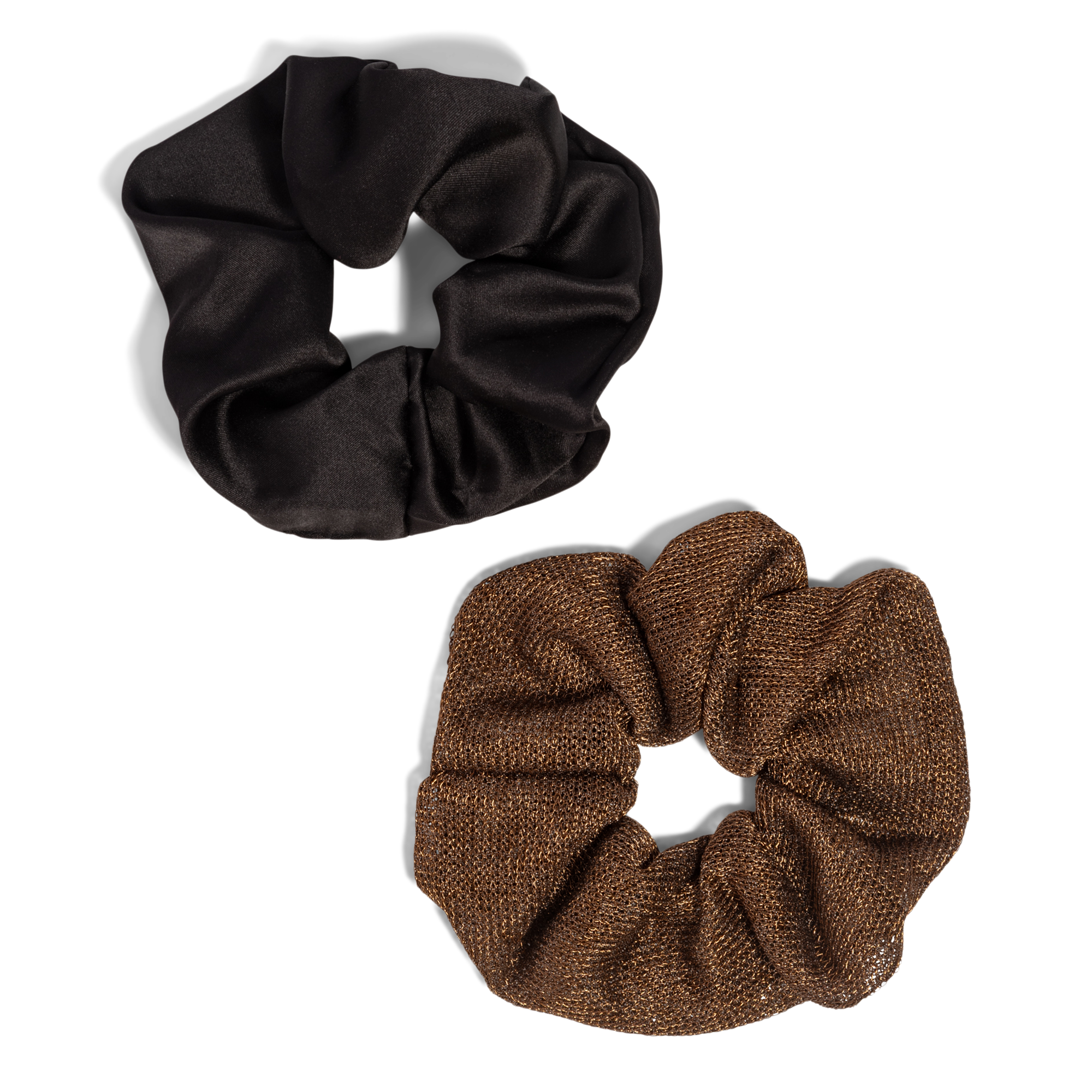 Metallic Mesh and Recycled Fabric Satin Scrunchies Set - thumbnail 4