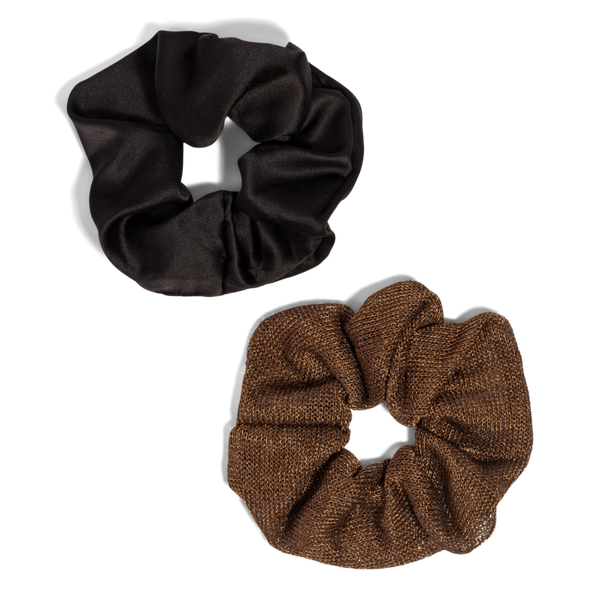 Kitsch Metallic Mesh and Recycled Fabric Satin Scrunchies Set #3