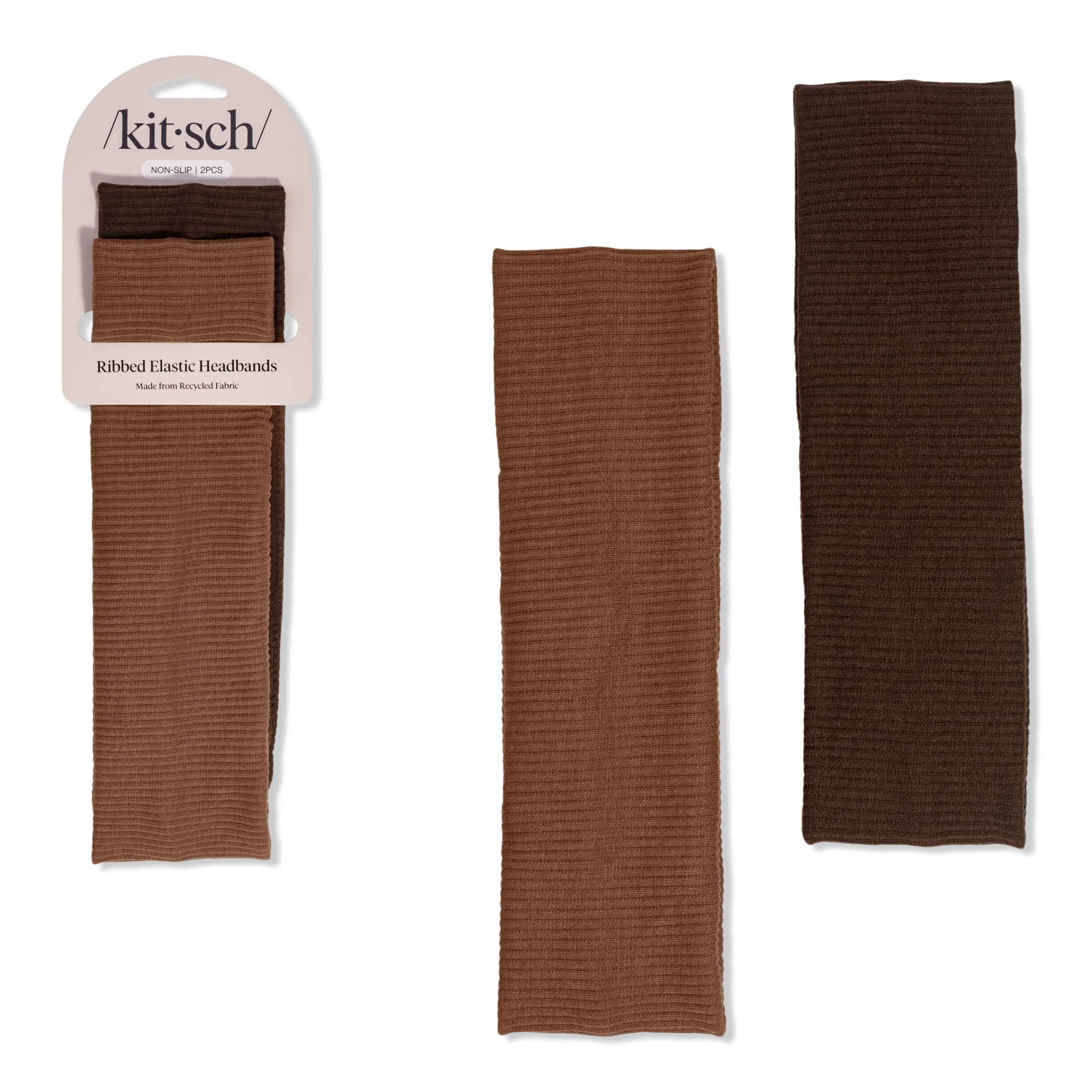 Kitsch Recycled Fabric Ribbed Elastic Headbands Set #1