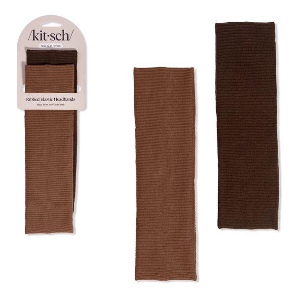 Kitsch Recycled Fabric Ribbed Elastic Headbands Set #1