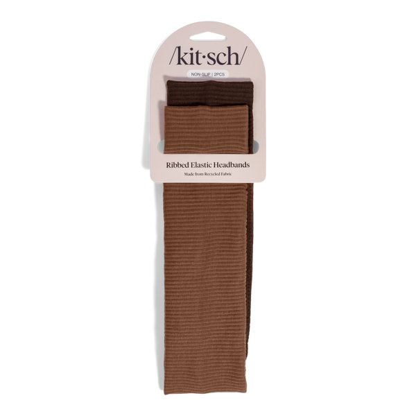 Kitsch Recycled Fabric Ribbed Elastic Headbands Set #2