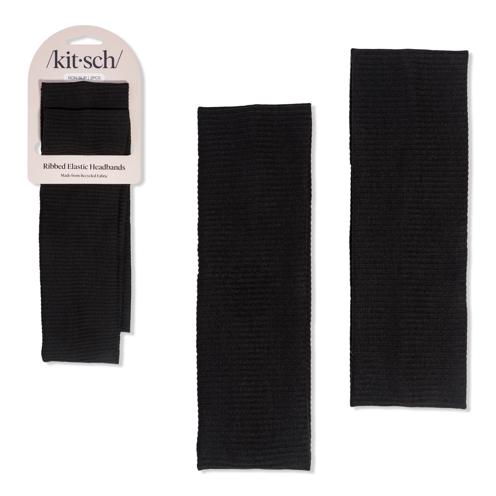 Kitsch Recycled Fabric Ribbed Elastic Headbands Set #1