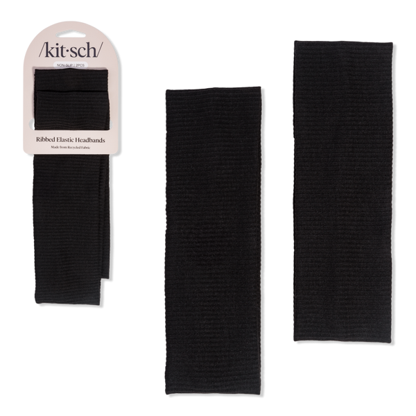 Kitsch Recycled Fabric Ribbed Elastic Headbands Set #1