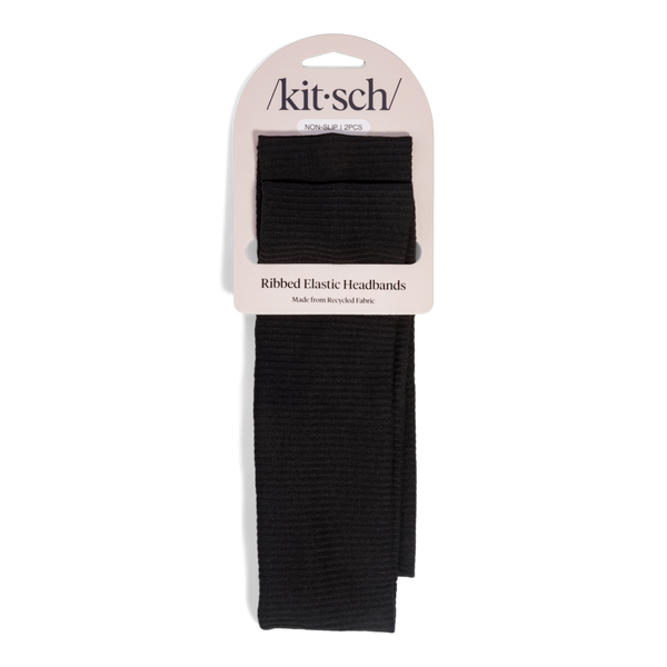 Kitsch Recycled Fabric Ribbed Elastic Headbands Set #2
