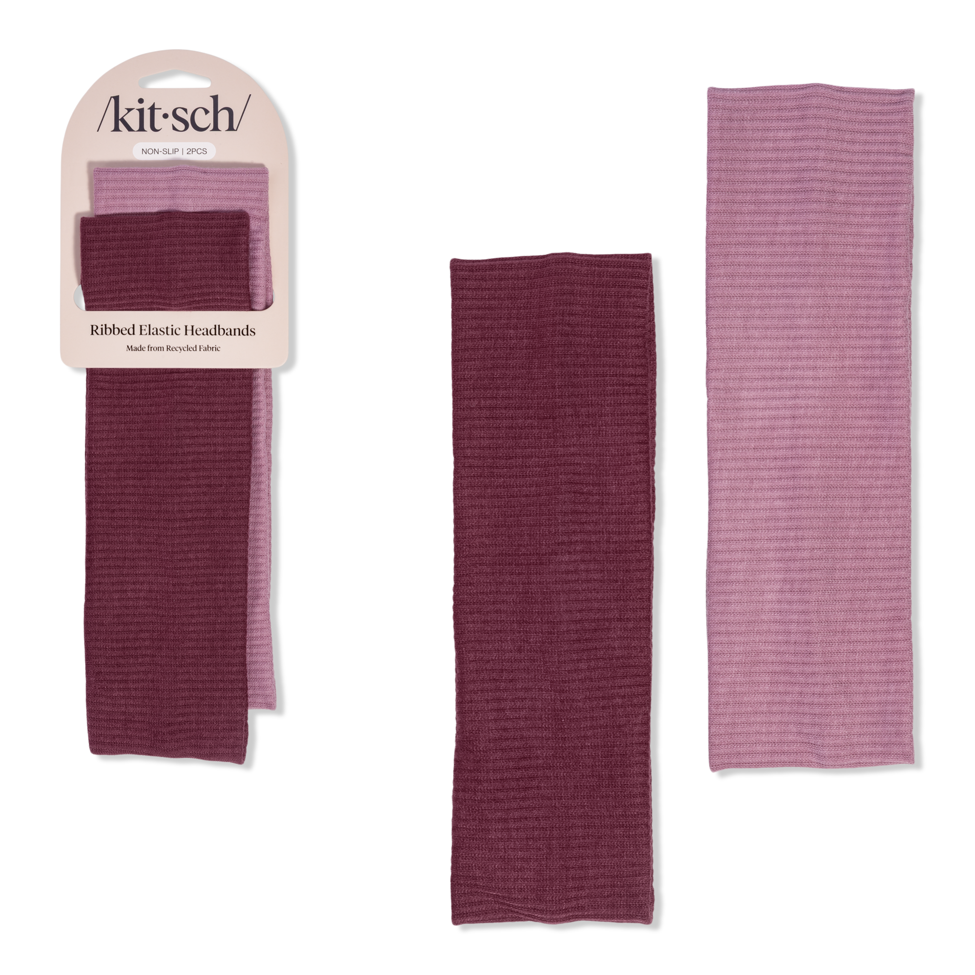 Kitsch Recycled Fabric Ribbed Elastic Headbands Set #1