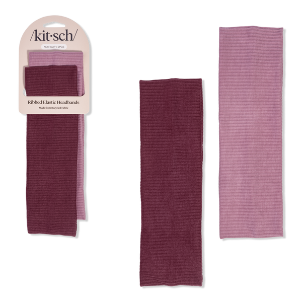 Kitsch Recycled Fabric Ribbed Elastic Headbands Set #1
