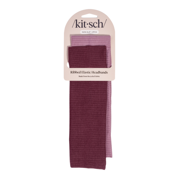 Kitsch Recycled Fabric Ribbed Elastic Headbands Set #2