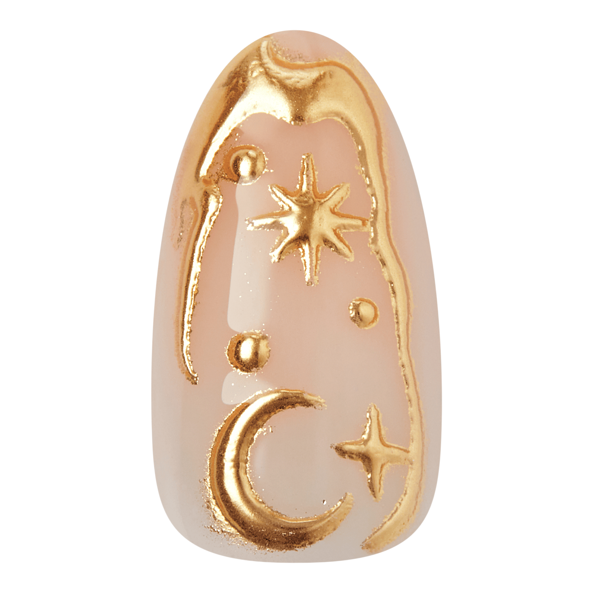 Накладные ногти средней длины формы миндаль со стразами Kiss Glam Jeweled, Golden — фото 3