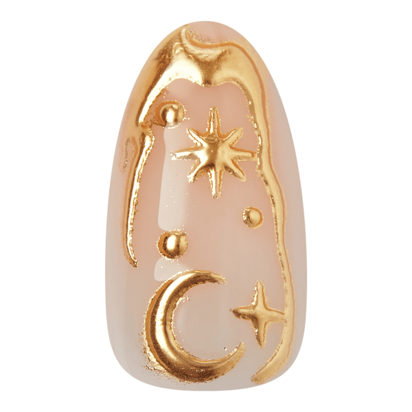 Kiss Glam Jeweled Medium Almond Press On Nails, Golden #3